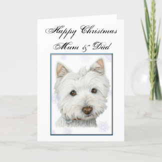 Kerst Wenskaart, met Schattigee Westie Dog Feestdagen Kaart