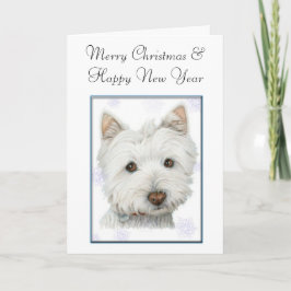 Kerst Wenskaart, met Schattigee Westie Dog Feestdagen Kaart