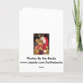 Kerst Wenskaart-teddybeer in rood pet. Feestdagen Kaart (Achterkant)