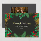 Kerst Wenskaart voor Familie, Vrienden - Grijs Feestdagenkaart (Voorkant / Achterkant)