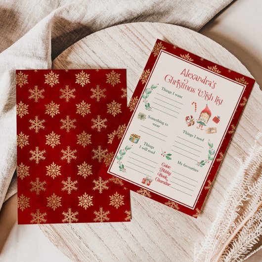 Kerst wenslijst sjabloon kaart