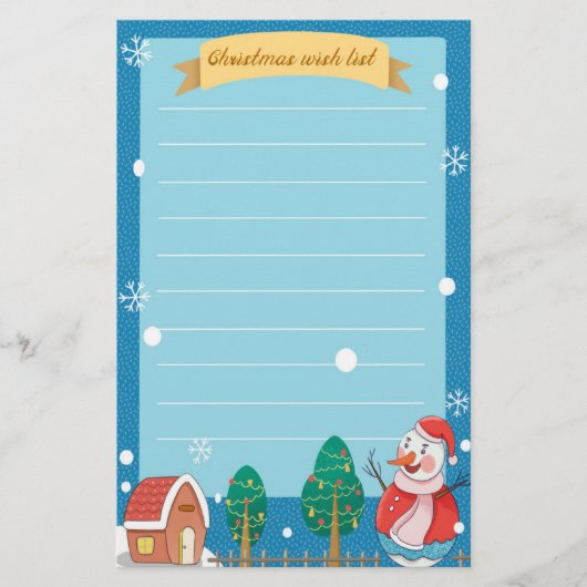 Kerst Wenslijst Vakantie Briefpapier (Voorkant)