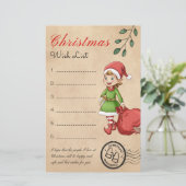 Kerst Wenslijst Vakantie Retro Briefpapier (Staand voorkant)