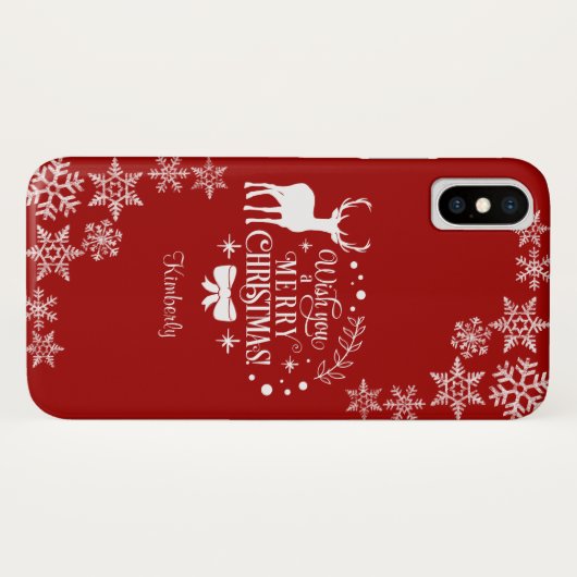 Kerst wenst u een vrolijk kerstmonogram Case-Mate iPhone case (Achterkant (horizontaal))