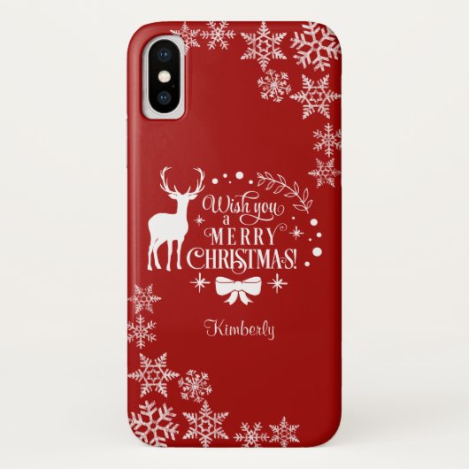Kerst wenst u een vrolijk kerstmonogram Case-Mate iPhone case (Achterkant)