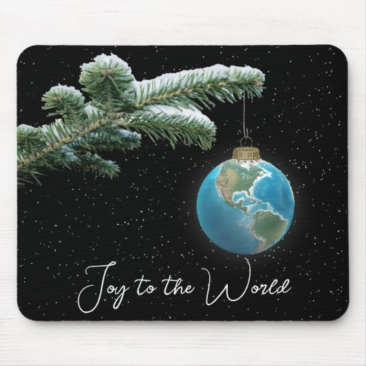 Kerst Wereld Bol Ornament Muismat (Voorkant)