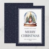 Kerst Wereldbol Santa Claus Snowy Feestdagenkaart (Voorkant / Achterkant)