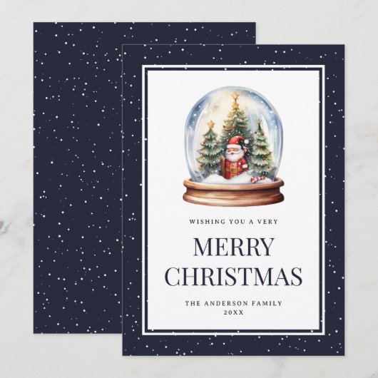 Kerst Wereldbol Santa Claus Snowy Feestdagenkaart (Voorkant / Achterkant)