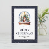 Kerst Wereldbol Santa Claus Snowy Feestdagenkaart (Staand voorkant)