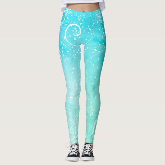 Kerst wervelende sneeuw leggings (Voorkant)