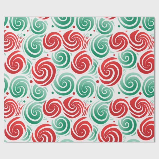Kerst werveling rood, groen en wit cadeaupapier (Vlak)