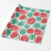 Kerst werveling rood, groen en wit cadeaupapier (Uitgerold)
