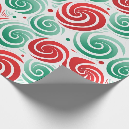 Kerst werveling rood, groen en wit cadeaupapier (Hoek)