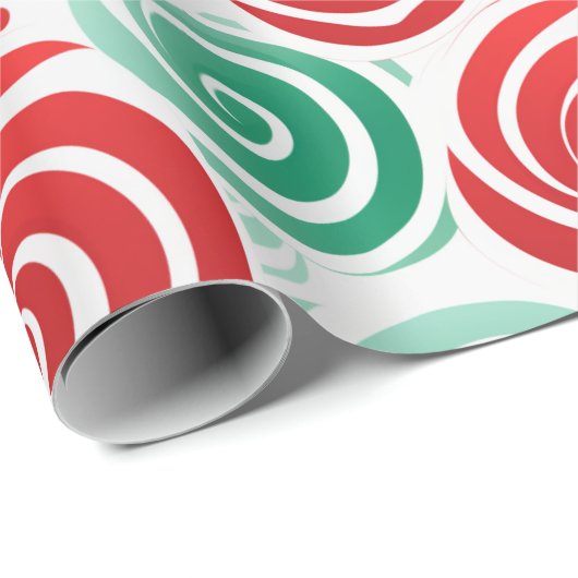 Kerst werveling rood, groen en wit cadeaupapier (Rol Hoek)