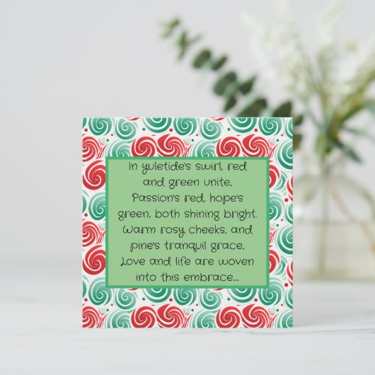 Kerst werveling rood, groen en wit kaart (Staand voorkant)