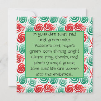 Kerst werveling rood, groen en wit kaart