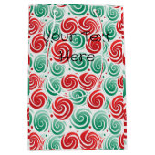 Kerst werveling rood, groen en wit medium cadeauzakje (Voorkant)