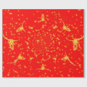 Kerst Westerne Glitter Red Gold Girly Koe Skull Cadeaupapier (Vlak)