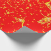 Kerst Westerne Glitter Red Gold Girly Koe Skull Cadeaupapier (Hoek)