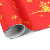 Kerst Westerne Glitter Red Gold Girly Koe Skull Cadeaupapier (Rol Hoek)