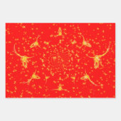 Kerst Westerne Glitter Red Gold Girly Koe Skull Inpakpapier Vel (Voorkant 3)