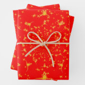 Kerst Westerne Glitter Red Gold Girly Koe Skull Inpakpapier Vel (In situ)