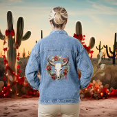 Kerst Westerne Koe schedel cowboy Denim Jacket