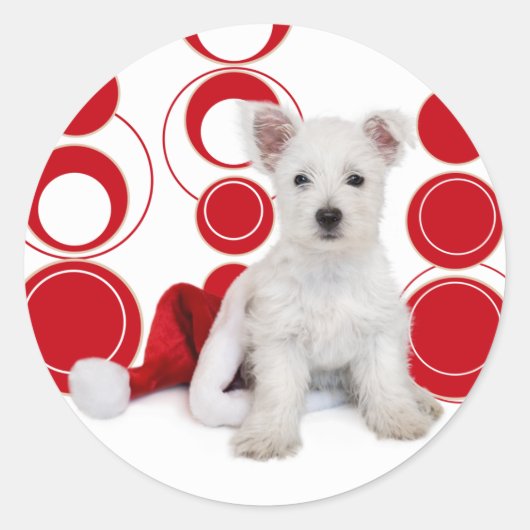 Kerst Westie Circles Stickers (Voorkant)