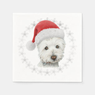 Kerst Westie Dog Art Napkin Servet