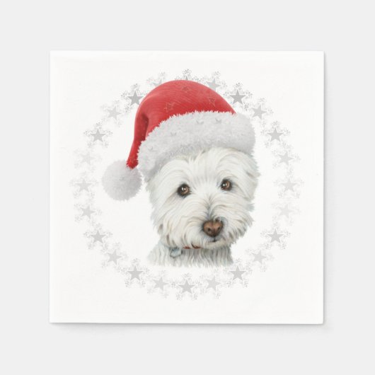 Kerst Westie Dog Art Napkin Servet (Voorkant)
