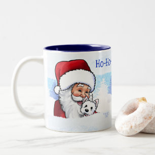 Kerst Westie Puppy Winter Tweetonige koffiemok Tweekleurige Koffiemok