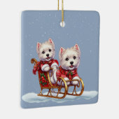 Kerst Westies in een slee kerst ornament (Rechts)