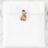Kerst Wheaten Terrie Hond in Santa Hat Vakantie Ronde Sticker (Tas)