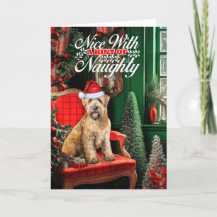 Kerst Wheaten Terriër Hond Ondeugend of Mooi Feestdagen Kaart