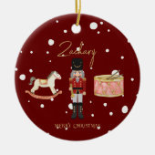 Kerst Whimsical Notenkraker Santa Kinder naam Keramisch Ornament (Voorkant)