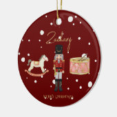 Kerst Whimsical Notenkraker Santa Kinder naam Keramisch Ornament (Links)