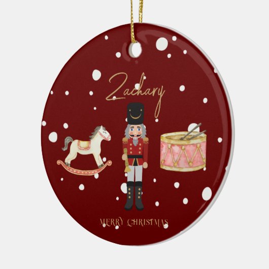 Kerst Whimsical Notenkraker Santa Kinder naam Keramisch Ornament (Links)