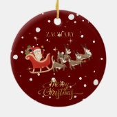 Kerst Whimsical Notenkraker Santa Kinder naam Keramisch Ornament (Achterkant)