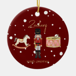 Kerst Whimsical Notenkraker Santa Kinder naam Keramisch Ornament
