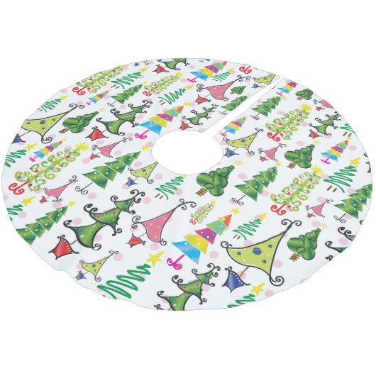 Kerst Whimsical Trees roze Green Kerstboom Rok (Gekanteld)