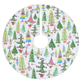 Kerst Whimsical Trees roze Green Kerstboom Rok