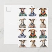 Kerst Whippet Waterverf Briefkaart (Voorkant / Achterkant)