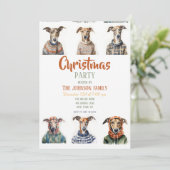 Kerst Whippet Waterverf Kaart (Staand voorkant)