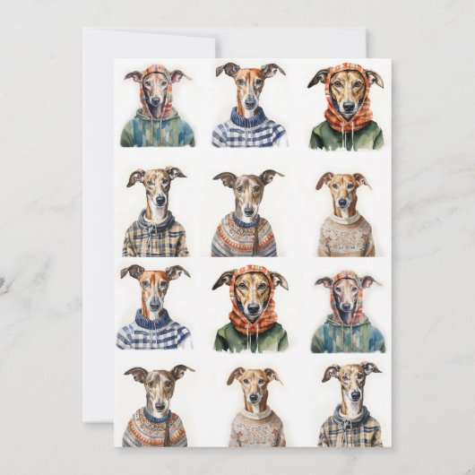 Kerst Whippet Waterverf Kaart (Achterkant)