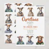 Kerst Whippet Waterverf Kaart (Voorkant / Achterkant)