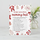 Kerst Wie kent Mama Beste Baby shower Spel Kaart (Staand voorkant)