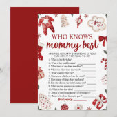 Kerst Wie kent Mama Beste Baby shower Spel Kaart (Voorkant / Achterkant)