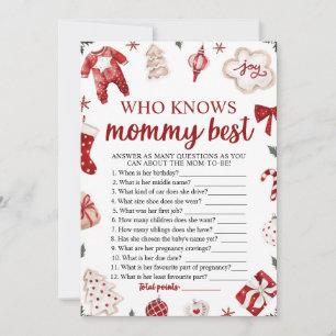 Kerst Wie kent Mama Beste Baby shower Spel Kaart