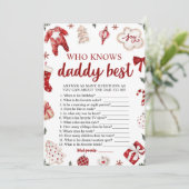Kerst Wie kent papa Beste Baby shower spel Kaart (Staand voorkant)