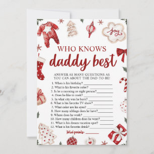 Kerst Wie kent papa Beste Baby shower spel Kaart
